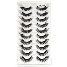 10 Pairs Natural Fluffy False Eyelashes Clear Stalk Lash Extensions Soft Thick Light Cruelty Free Faux 3d Mink Lashes Makeup