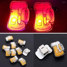 Brooches 5Pcs Cartoon Cute LED Beer Wine Cup Plastic Brooch Pins Children Adults Christmas Party Luminous Gift Jewelry Badge