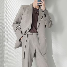 Men's Suits & Blazers Man Office Business Dress Blazer Men Loose Casual Coat Korean Streetwear Brand Fashion Show Suit JacketMen's