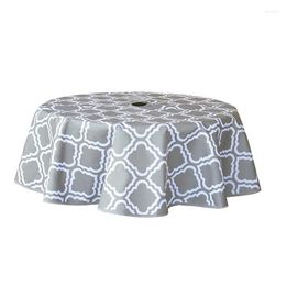 Table Cloth Waterproof Tablecloth With Zipper Umbrella Hole 600D Oxford Spill Proof For BBQs Family Gatherings 152cm