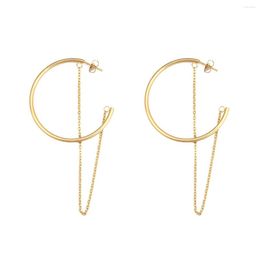 Hoop Earrings Fashion Earring Stainless Steel Gold Color Round For Women 7.1cm X 4cm Post/ Wire Size: (20 Gauge) 1 Pair