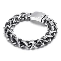 16mm Men 316L Stainless Steel Bike Biker Link Chain Bracelet Heavy Punk Rock Vintage Hiphop Fashion Charm Curb Bracelets Bangle Jewellery