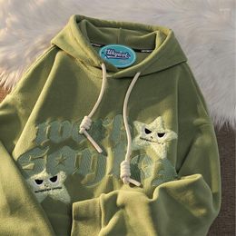 Women's Hoodies Street Five-pointed Star Embroidery Letter Design Pullover Women 2023 Autumn And Winter Niche Trend Loose