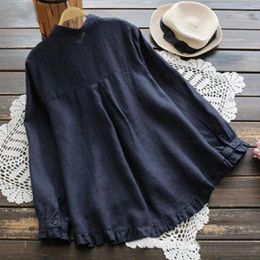 Women's Blouses Trendy Women Spring Top Cardigan Lady Shirt Solid Colour Dress-up Flounce Edge