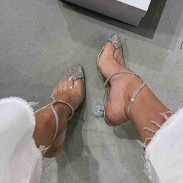 Sandal Luxury Designer Rhinestone Closed Toe Silver High Heels Pumps for Women Clear 2023 Slingback Sandals Wedding Bridal Shoes 230302