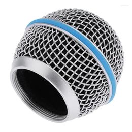 Microphones 1 Piece Microphone DIY Parts Accessory Replacement Blue Steel Mesh Head For