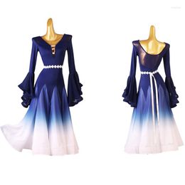 Stage Wear Ballroom Dance Dresses Foxtrot Dancing Skirt Women Waltz Dress Gradient Color MQ322