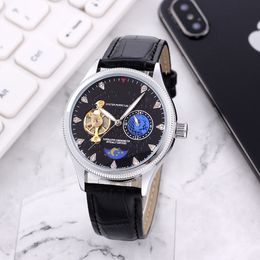 luxury mens watches Large flywheel Four needle series automatic Mechanical watch designer wristwatches Top luxury brand Fashion Stainless steel And leather strap