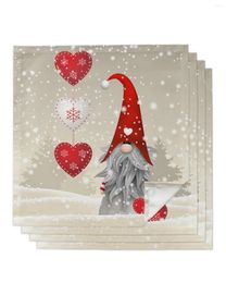 Table Napkin Christmas Gnome Snowflake Love Heart 4/6/8pcs Kitchen 50x50cm Napkins Serving Dishes Home Textile Products