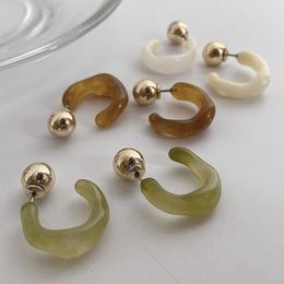Hoop Earrings VSnow Minimalist Irregular C Shape Resin Earring For Women Fantasy Gold Round Bead 5color Jewellery Pendientes