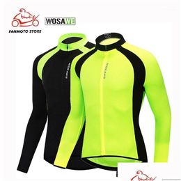 Motorcycle Apparel Wosawe Long Sleeve Jackets Mens Cycling Jersey High Visibility Breathable Bike Shirts Tight Slim Bicycle Clothing Dhdta