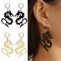 Dangle Earrings 2023 Gothic Goth Punk Black Arcylic Dragon For Women Men Silver Gold Color Vintage Hip Hop Egirl Drop Earring