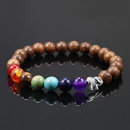 Strand Beaded Strands Chakra Paryer Bracelet Natural Wood Stone Bracelets Men Women Ethinc Meditation Bangles Yoga Elephant Buddha Healing