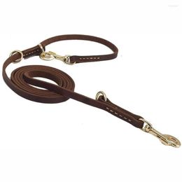 Dog Collars Hands Free Leash Multifunctional Pet Training Leads 8ft Genuine Leather Double For Puppy Small Medium & Large Dogs