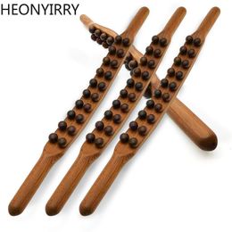Other Massage Items 820 Beads Gua Sha Massage Stick Carbonized Wood Back Scrapping Meridian Therapy Wand Muscle Relaxing Body Massager Guasha 230313
