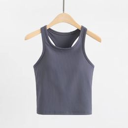 Lu Tank Top Slim Fit Sleeveless Yoga Outfits Shirt Brushed Women 운동 스포츠 패딩 브라