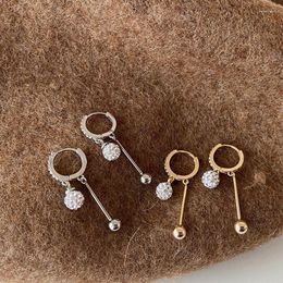 Hoop Earrings WTLTC Chic Metal Drop Cubic Zirconia Ball For Women Shiny Small Tiny Beads Charms Hoops Femme Round Ear