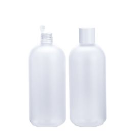 500ML Empty Packing Plastic Frosted Bottle Round Shoulder PET White Screw Lid With Inner Plug Refillable Cosmetic Portable Packaging Container