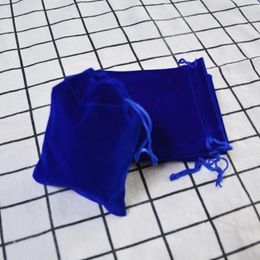 Jewelry Pouches 50pcs/lot Velvet Bag 9x12 Charms Earrings Packaging Bags Wedding Decoration Blue Pouch