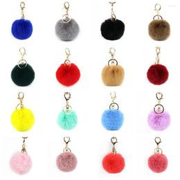 Keychains 2023 Fashion With Plush Ball Girl DIY Bag Car Key Pendants Women Cute Keyrings Ornaments Selling Accessories