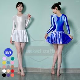 Women's Swimwear MASKED STAFFS Silk Smooth Glossy Dress Sexy Tight Long Sleeve Ballet Skirt Yoga Swimming Sports Umbrella Party