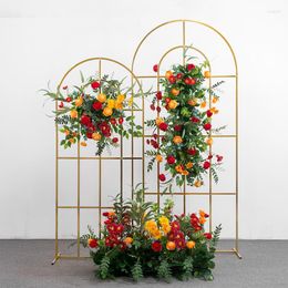 Party Decoration 2pcs Shiny Gold Wedding Gilded Arch Screen Flower Stand Background Balloon Birthday Decor