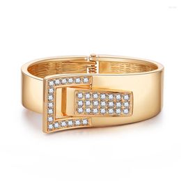 Bangle Punk Alloy Big Bangles Bracelets Trendy Golden Colour Statement Cuff For Women Jewellery Accessories 2023