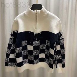 Women's Sweaters Designer Autumn Winter Milan Runway Stand Collar Long Sleeve High End Jacquard Pullover Tops TLT5