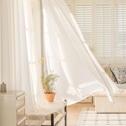 Curtain Solid White Thick Tulle Curtains For Living Room Window Veil Decoration Sheer The Bedroom Voile Organza Drapes
