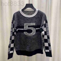 Women's Sweaters Designer New Fashion Autumn Winter Soft Knit Sweater Women O-neck Long Sleeve Geometric Pattern Letters Casual Knitted Pullover 0SEL