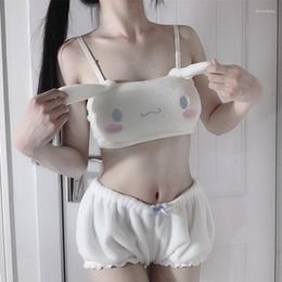 Women's Shorts Plush Sexy Clothes Woman Two-piece Suit Y2k Cute Cartoon Anime Top Underwear Lolita Girl Camisole Tee Womans