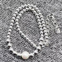 Chains U NOde50 2023 Original Fashion Electroplated 925 Silver Pearl Bead Necklace Simple Jewelry Gift