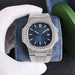 Full Diamond Mens Watch Automatic Mechanical 8215 Movement Watches Business Wristwatch Sapphire Waterproof 50m Super Luminous 40mm Montre De Luxe