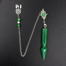 Pendant Necklaces Divination Merkaba Natural Gems Stone Point Dowsing Reiki Energy Quartz Pendulum Green Aventurine Purple Crystal PenduloPe