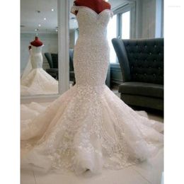 Wedding Dress Luxury Mermaid Africa Dresses Netting Satin Applique Beading Boat Neck Floor Length Bridal Gown Chapel Train Zipper Back