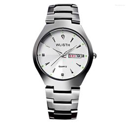Wristwatches 2023 Casual Charm Men's Exquisite Gold Quartz Watch Bright Silver White Strap Birthday Gift Alloy