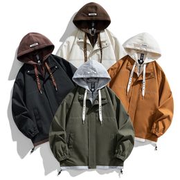 Men's Coat 2023 Hooded Sweatshirt Men's Trendy Fake two-piece set Casual Men's jacket