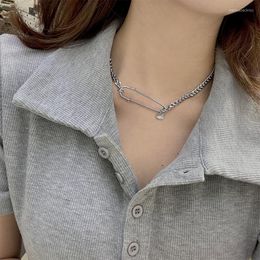 Chains Unique Paper Clip Safety Pin Pendent Necklace For Women Stainless Steel Punk Style Paperclip Clavicle Chain Necklaces Jewelry