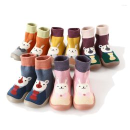 First Walkers Non-slip Baby Floor Socks Shoes Soft Rubber Soles Thick Winter Cartoon Toddler Booties