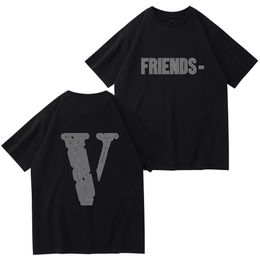 VLONE Original design Men's T-Shirts VLONE logo Summer Cartoon Collarless Short Sleeve Letter Loose Versatile Tops T-Shirts black white red VL1058