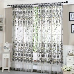 Curtain Filter Daylight Softly Billow Pleasantly Peony Sheer Tulle Window Treatment Voile Drape Valance Gray W30515