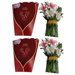 Gift Cards New Paper Popup Cards Lily And Rose Flower Bouquet 3D Popup Greeting Cards For Mom Mothers Day Greeting Cards All Occasions Z0310