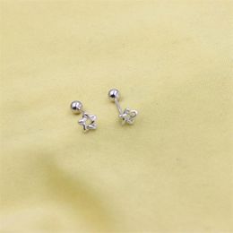 Stud Earrings ZFSILVER Fashion Sterling 925 Silver Girl Diamond-set Star Screw Ball Earring For Women Charm Jewellery Accessories Gift