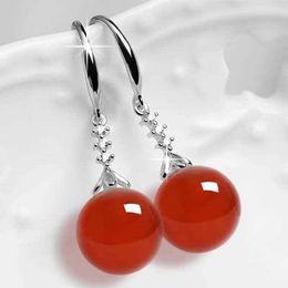 Dangle Chandelier 2022 New Fashion Exquisite Agate Bead Earrings Women's Pendant Earrings Shiny Red Green Round Agate Jewellery Earrings Gift G230313