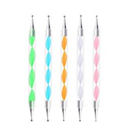 Nail Brushes Equipment Double Head Screw Rod Point Drill Pen Crystal Flower 5 Pieces Brush Set Tools