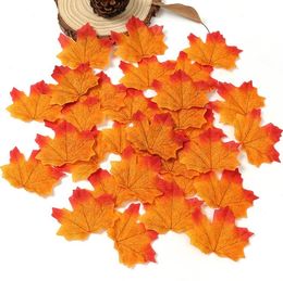 Decorative Flowers 100Pcs Artificial Cloth Maple Leaves Multicolor Autumn Fall Leaf For Art Scrapbooking Wedding Bedroom Wall Party Decor Craft SN5176