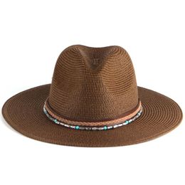 Berets Fashion Panama Hats For Women Wide Brim Straw Beach Fedora Sun Men Summer Breathable Elegant Ladies Party Hat WholesaleBerets