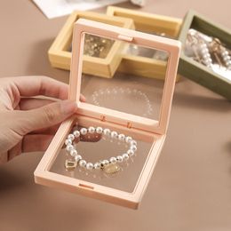 Jewelry Boxes 10pcslot Plastic Jewelry Box Transparent Stands 3D Pink Yellow Colorful Picture Frame PE Membrane Floating Display Case Holder 230311