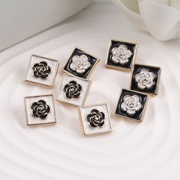 15mm Camellia Diy Sewing Buttons Metal Square Flower Button for Shirt Coat Sweater