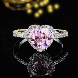 Solitaire Ring Pink Silver Colour Cute Ring Finger Anel Aneis CZ Flower Ring for Women Jewellery Pure Wedding Engagement R1707pink Z0313